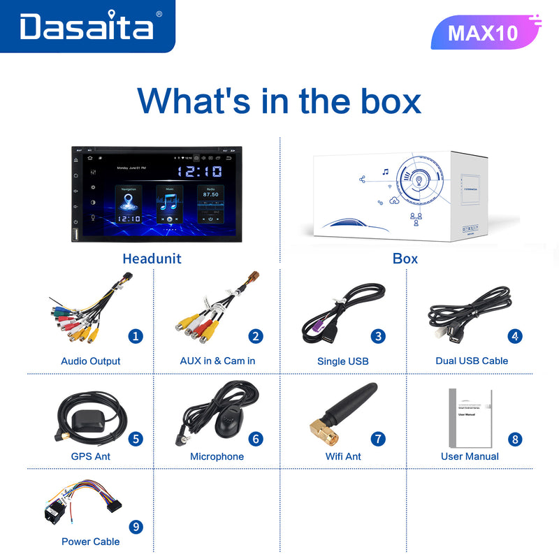 Dasaita MAX11 Universal Double Din Car Stereo 6.95 Inch Carplay Android Auto PX6 4G+64G Android11 800*480 DSP AHD Radio