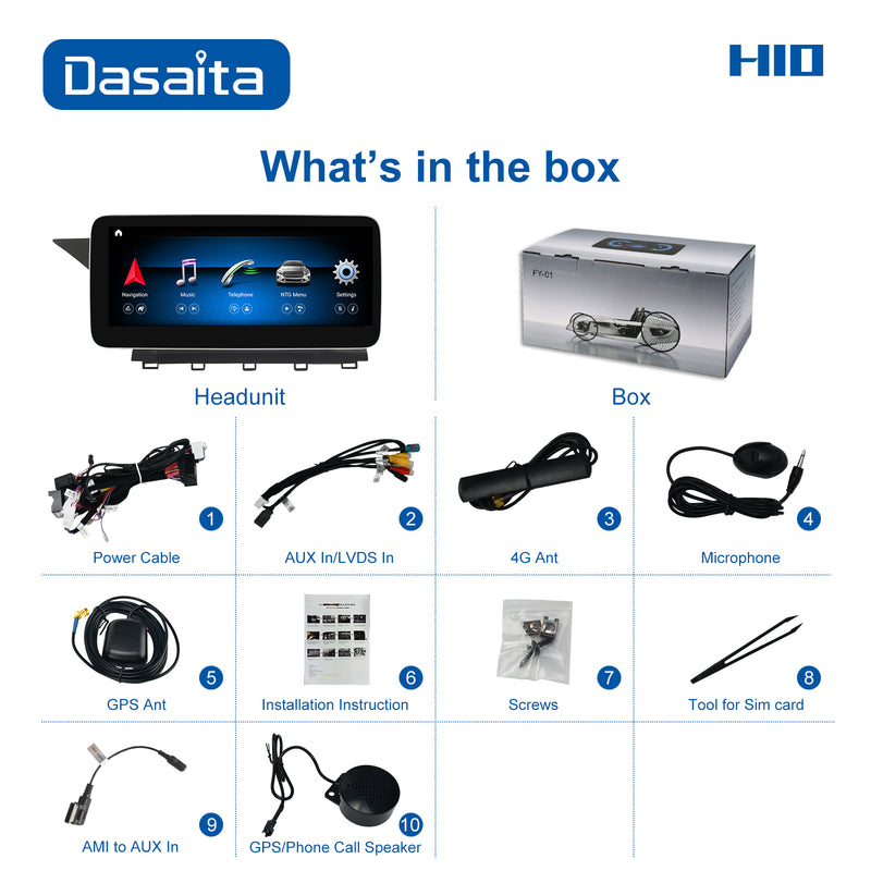 Dasaita 12.3" for Benz GLK X204 NTG4.5 2013 2014 2015 Radio Car 1920*720 IPS 2.5D Screen GPS Navigation Android10 Car Dvd Player