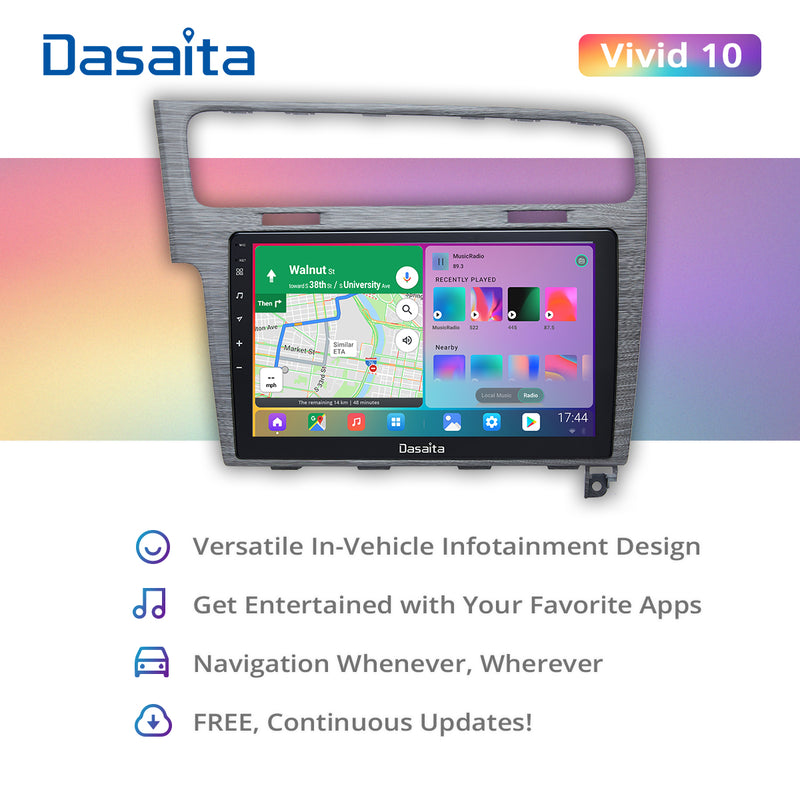 Dasaita Vivid11 VW Golf 7 2012 2013 2014 2015 2016 2017 2018 2019 LHD Car Stereo 10.2" Carplay Android Auto PX6 4G+64G Android11 1280*720 DSP Radio