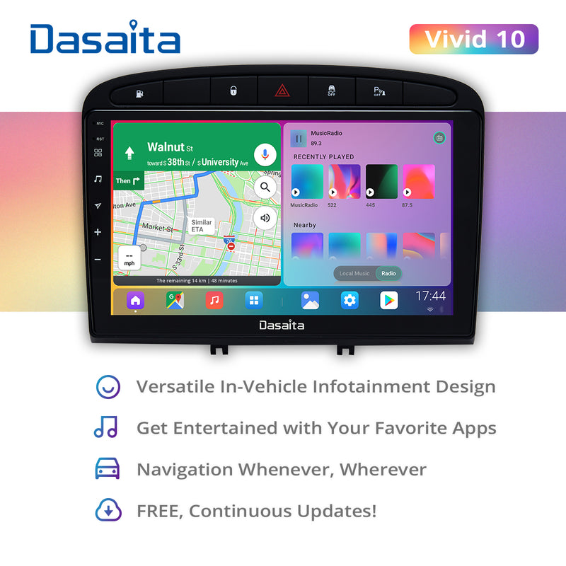 Dasaita Vivid11 Peugeot 408 308 308SW 2012 2013 2014 2015 2016 2017 2018 2019 2020 Car Stereo 9 Inch Carplay Android Auto PX6 4G+64G Android11 1280*720 DSP AHD Radio