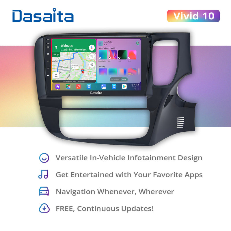 Dasaita Vivid11 Mitsubishi Outlander 2014 2015 2016 2017 RHD Car Stereo 9 Inch Carplay Android Auto PX6 4G+64G Android11 1280*720 DSP AHD Radio