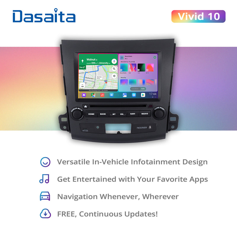 Dasaita Vivid11 For Mitsubishi Outlander 2007 2008 2009 2010 2011 2012 2013  Car Stereo Apple Carplay Android Auto Touch Screen 4G+64G DSP Radio
