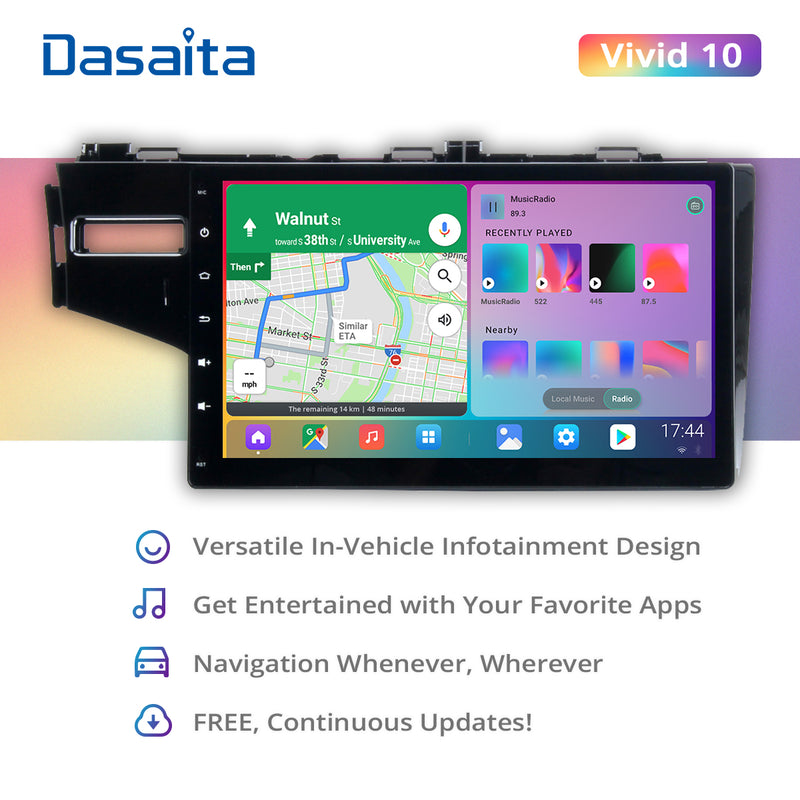 Dasaita Vivid11 Honda Fit Jazz 3 2014 2015 2016 2017 2018 2019 2020 Car Stereo 9 Inch Carplay Android Auto PX6 4G+64G Android11 1280*720 DSP AHD Radio