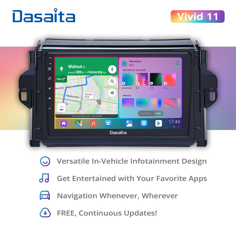 Dasaita Vivid11 Toyota Fortuner 2021 Car Stereo 9 Inch Carplay Android Auto PX6 4G+64G Android11 1280*720 DSP AHD Radio