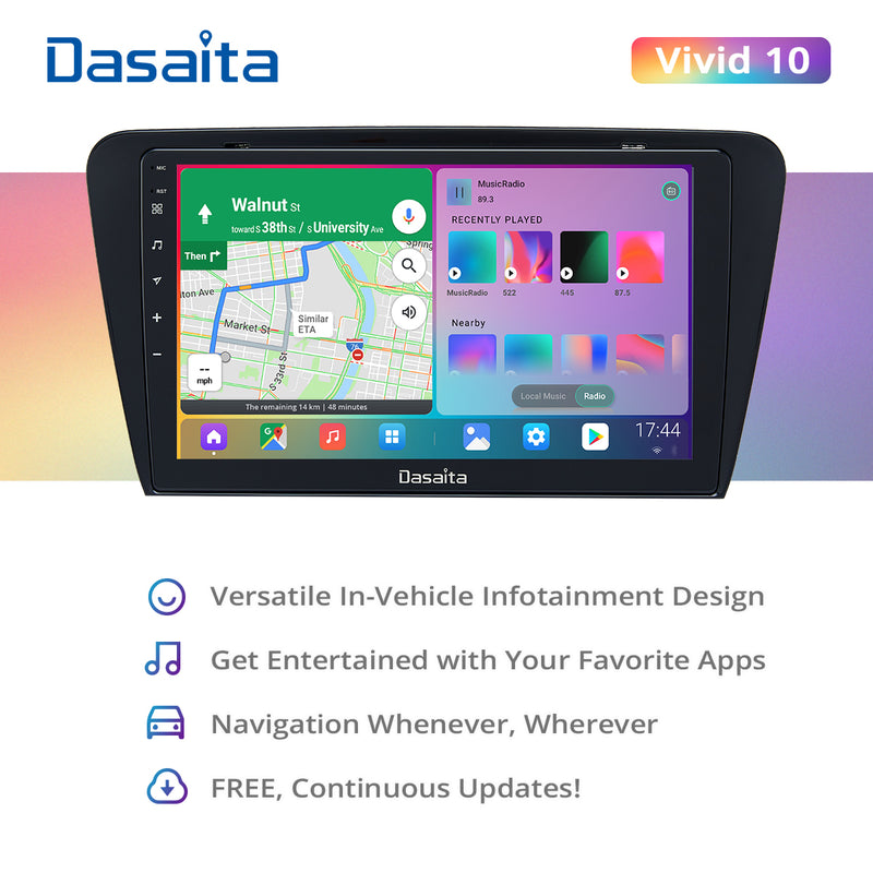 Dasaita Vivid11 Skoda Octavia 3 A7 2014 2015 2016 2017 Car Stereo 10.2 Inch Carplay Android Auto PX6 4G+64G Android11 1280*720 DSP AHD Radio