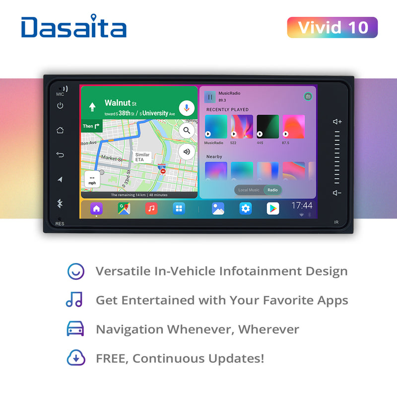 Dasaita Vivid11 Toyota Universal 2000-2020 Car Stereo 7 Inch Carplay Android Auto PX6 4G+64G Android11 1024*600 DSP AHD Radio
