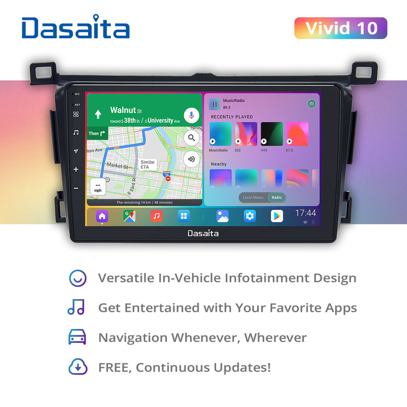 Dasaita Vivid10 Toyota RAV4 2012 2013 2014 2015 2016 2017 LHD Car Stereo 9 Inch Carplay Android Auto PX6 4G+64G Android10 1280*720 DSP AHD Radio