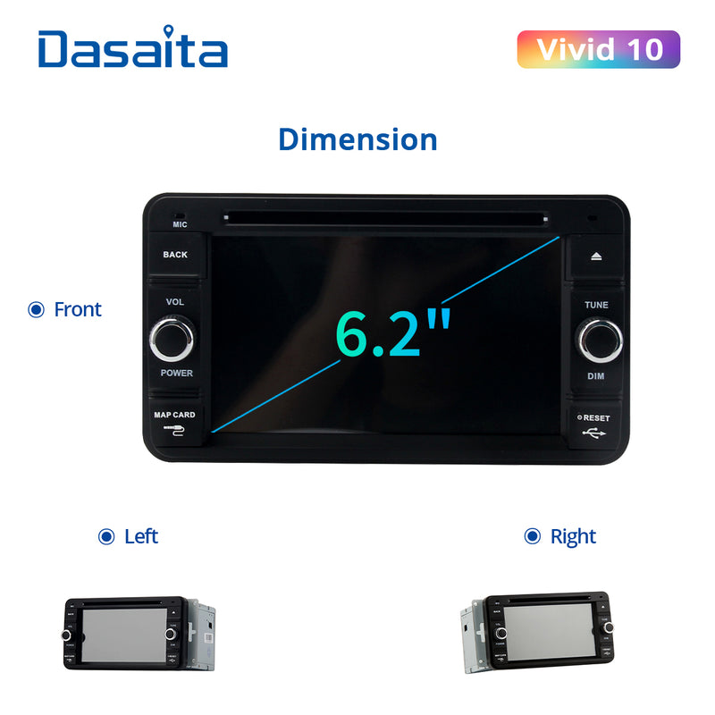 Dasaita Vivid11 Suzuki Jimny 2007 2008 2009 2010 2011 2012 2013 2014 2015 Car Stereo 6.2 Inch Carplay Android Auto PX6 4G+64G Android11 1280*720 DSP AHD Radio