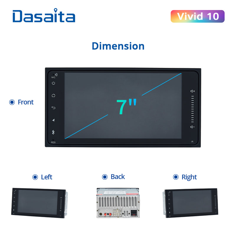 Dasaita Vivid11 Toyota Universal 2000-2020 Car Stereo 7 Inch Carplay Android Auto PX6 4G+64G Android11 1024*600 DSP AHD Radio