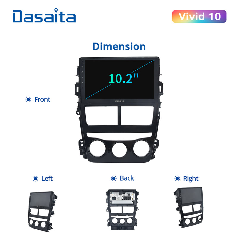 Dasaita Vivid11 Toyota Yaris 2018 2019 2020 Car Stereo 10.2 Inch Carplay Android Auto PX6 4G+64G Android11 1280*720 DSP AHD Radio