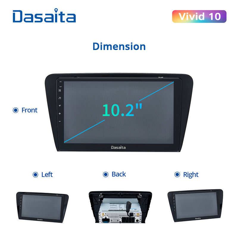 Dasaita Vivid11 Skoda Octavia 3 A7 2014 2015 2016 2017 Car Stereo 10.2 Inch Carplay Android Auto PX6 4G+64G Android11 1280*720 DSP AHD Radio