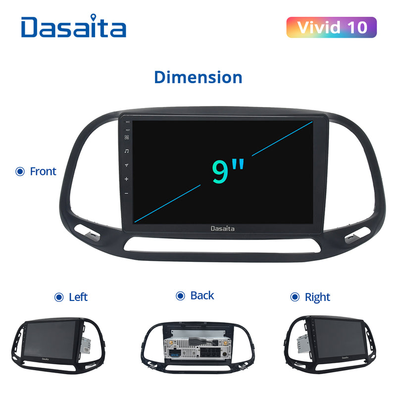 Dasaita Vivid11 Fiat Doblo 2015 2016 2017 2018 2019 2020 2021 Car Stereo 9 Inch Carplay Android Auto PX6 4G+64G Android11 1280*720 DSP AHD Radio