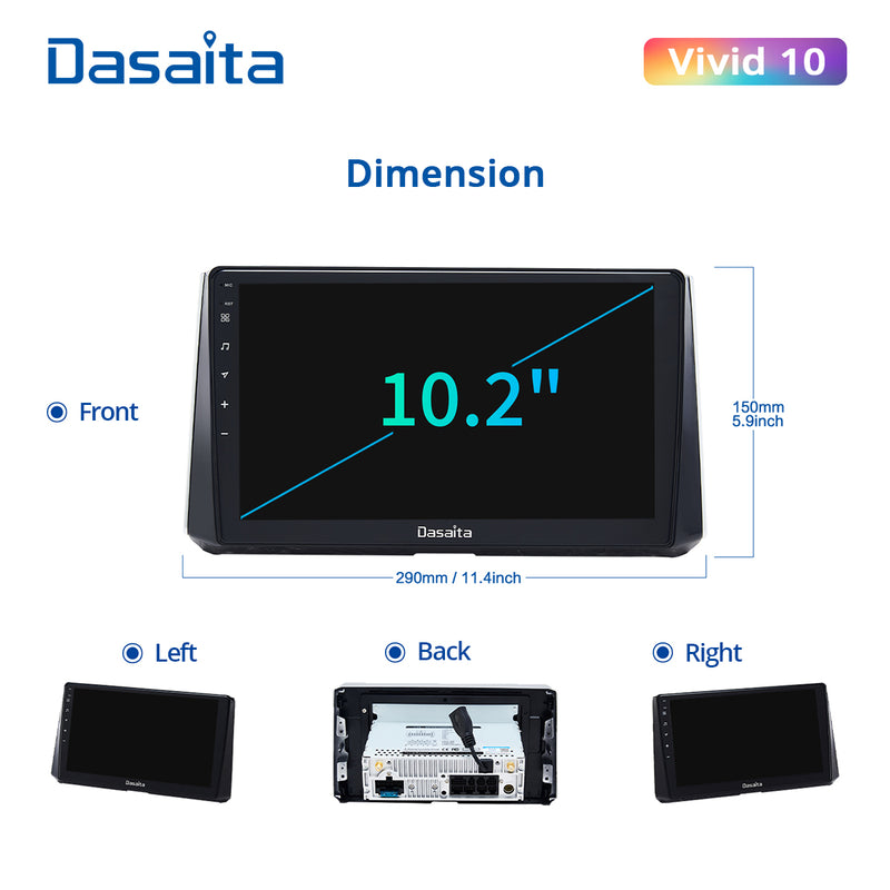 Dasaita Vivid11 Toyota Corolla 2019 2020 2021 Car Stereo 10.2 Inch Carplay Android Auto PX6 4G+64G Android11 1280*720 DSP AHD Radio