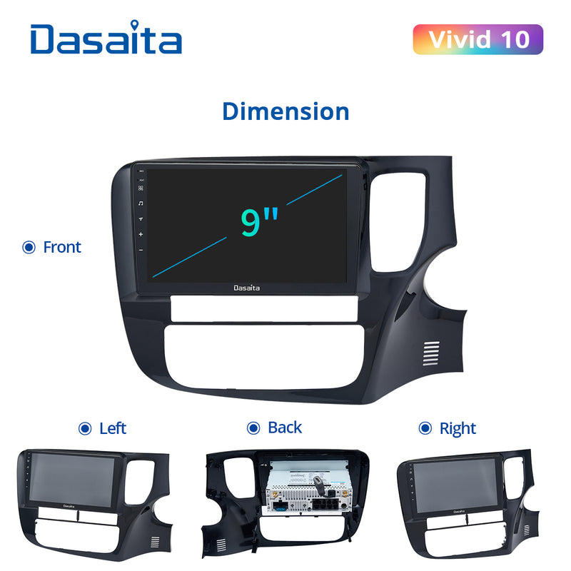 Dasaita Vivid11 Mitsubishi Outlander 2014 2015 2016 2017 RHD Car Stereo 9 Inch Carplay Android Auto PX6 4G+64G Android11 1280*720 DSP AHD Radio