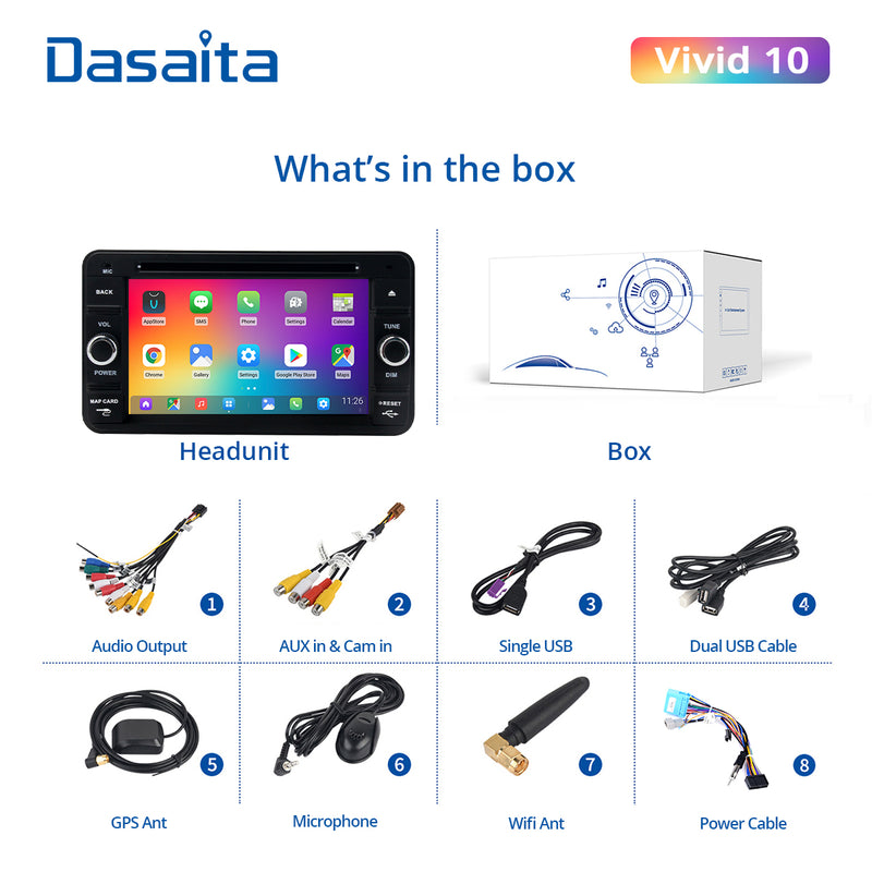 Dasaita Vivid11 Suzuki Jimny 2007 2008 2009 2010 2011 2012 2013 2014 2015 Car Stereo 6.2 Inch Carplay Android Auto PX6 4G+64G Android11 1280*720 DSP AHD Radio