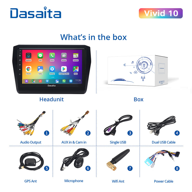 Dasaita Vivid11 for Suzuki Swift 2018-2020 Car Video IPS Touch Screen Support Steering Wheel Control Carplay 1280*720 Stereo