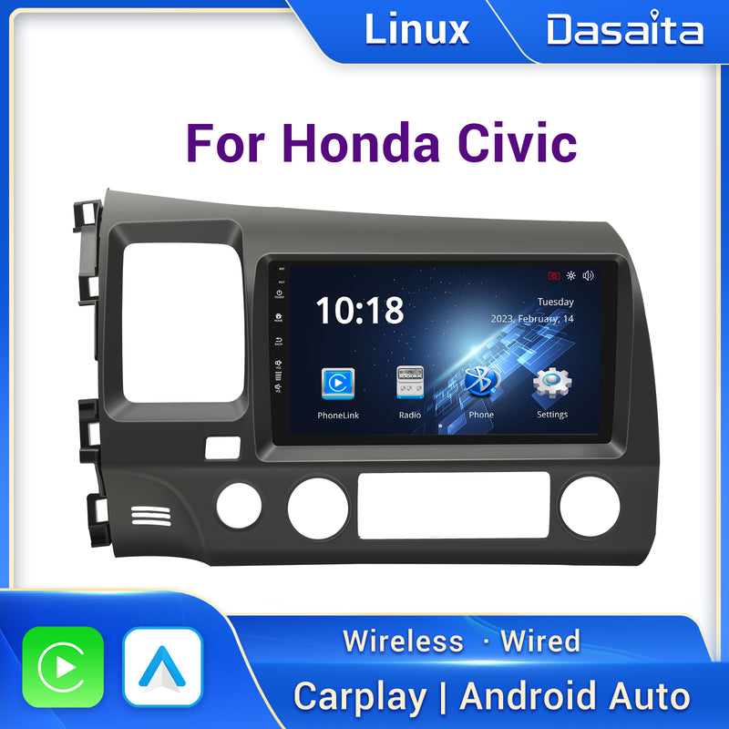 Dasaita Linux Honda Civic 2007 2008 2009 2010 2011 Car Stereo 9 Inch Wireless Wired Carplay Android Auto Head Unit 1024*600 AHD Mirror Link Car Radio