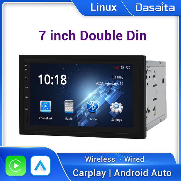 Dasaita Linux Universal 2 Din Car Stereo 7 Inch Wireless Wired Carplay Android Auto Head Unit 1024*600 AHD Mirror Link Car Radio