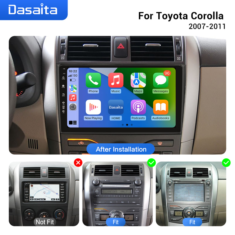 Dasaita Linux Toyota Corolla 2007 2008 2009 2010 2011 Car Stereo 9 Inch Wireless Wired Carplay Android Auto Head Unit 1280*720 AHD Mirror Link Car Radio