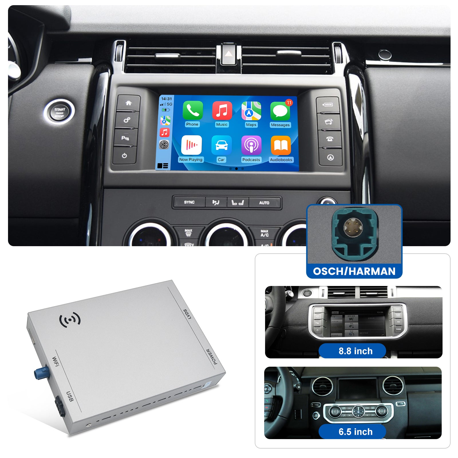 Dasaita Land Rover Sport Evque Discovery 4 Support Bosch/Harman CarPlay & Android Auto Interface Kit Retrofit Integration( Wired & Wireless )