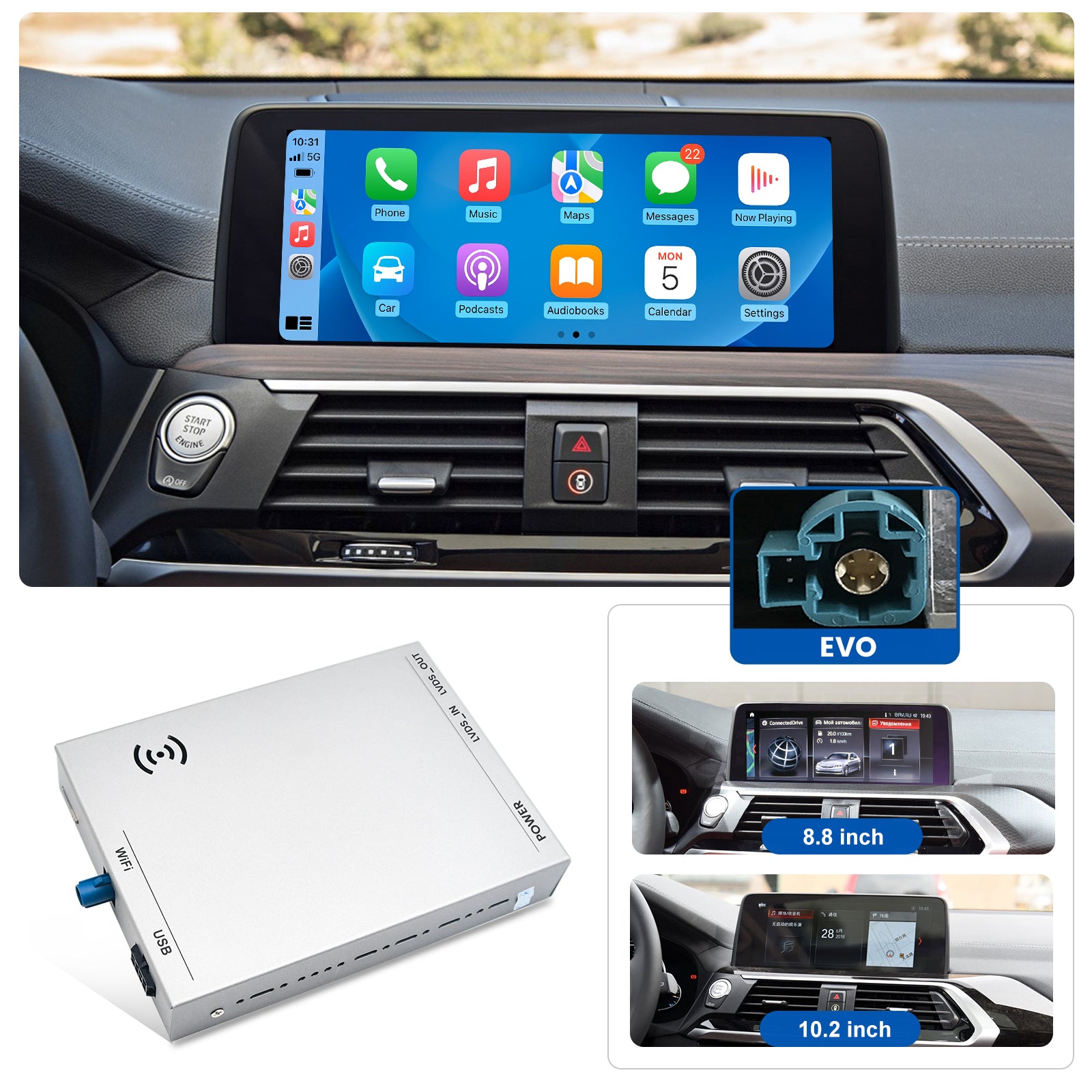 Dasaita 1-Series F20/F21/F22|3-Series F30/F31/F80|4-Series F32/F33/F36|5-Series F07/F10/F11/F18|6-Series F06/F12/F13|7-Series F01/F02/F03| X3 F25| X4 F26| X5 F15/F85| X6 F16/F86| i3| i8.CarPlay & Android Auto Integration Retrofit Interface Kit