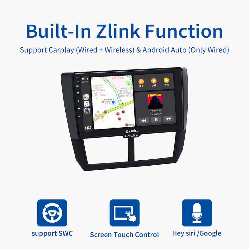 Dasaita MAX11 Subaru Forester 3 Impreza 2007 2008 2009 2010 2011 2012 Car Stereo 9 Inch Carplay Android Auto PX6 4G+64G Android11 1280*720 DSP Radio