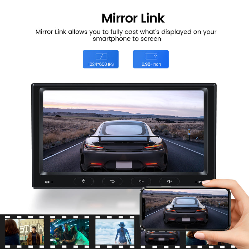 Dasaita Linux Universal 2 Din Car Stereo 6.98 Inch Wireless Wired Carplay Android Auto Head Unit 1280*720 AHD Mirror Link Car Radio