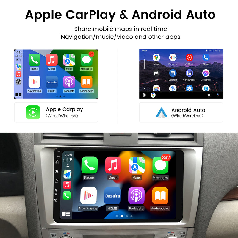 Dasaita Linux Toyota Camry 2007 2008 2009 2010 2011 Car Stereo 9 Inch Wireless Wired Carplay Android Auto Head Unit 1280*720 AHD Mirror Link Car Radio