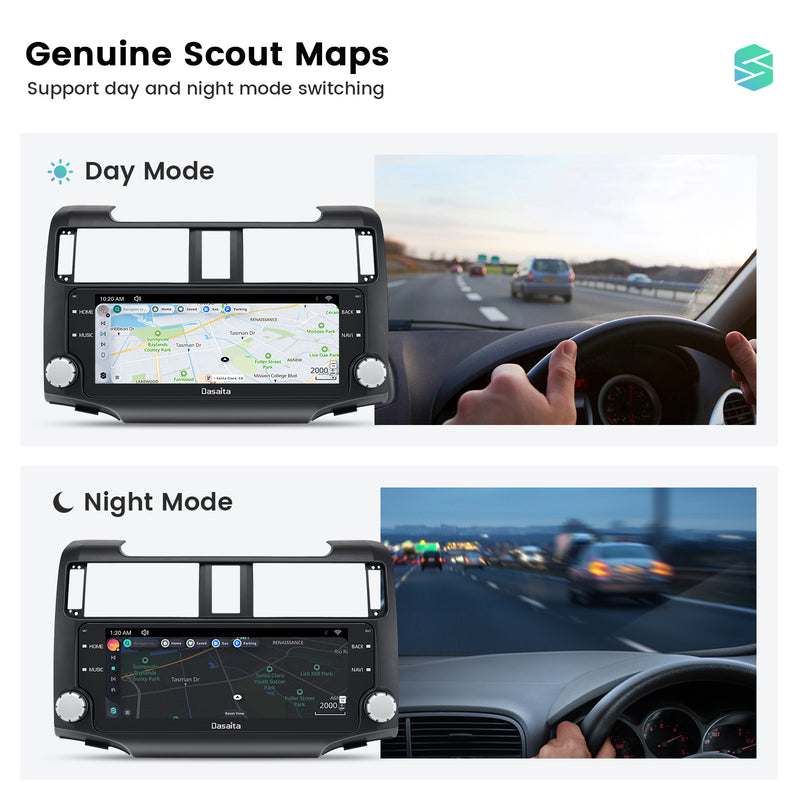 Dasaita Scout10 Toyota 4runner 2010 2011 2012 2013 2014 2015 2016 2017 2018 2019 Car Stereo 10.25 Inch Carplay Android Auto PX6 4G+64G Android10 Black 1280*480 DSP AHD Radio