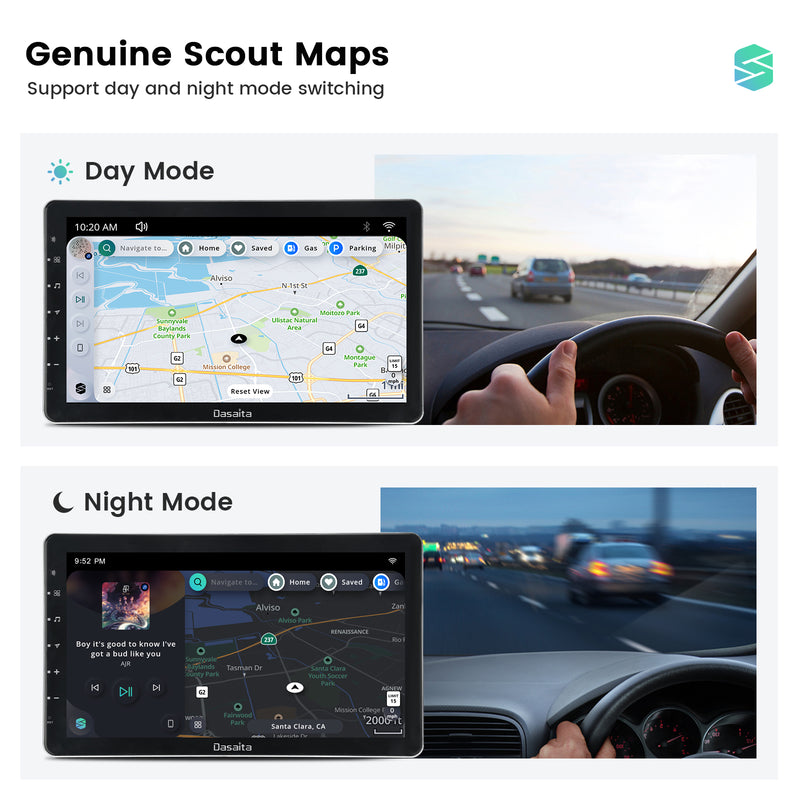 Dasaita Scout10 Double Din Car Stereo 13.3 Inch Carplay Android Auto PX6 4G+64G Android10 1920*1080 DSP AHD Radio