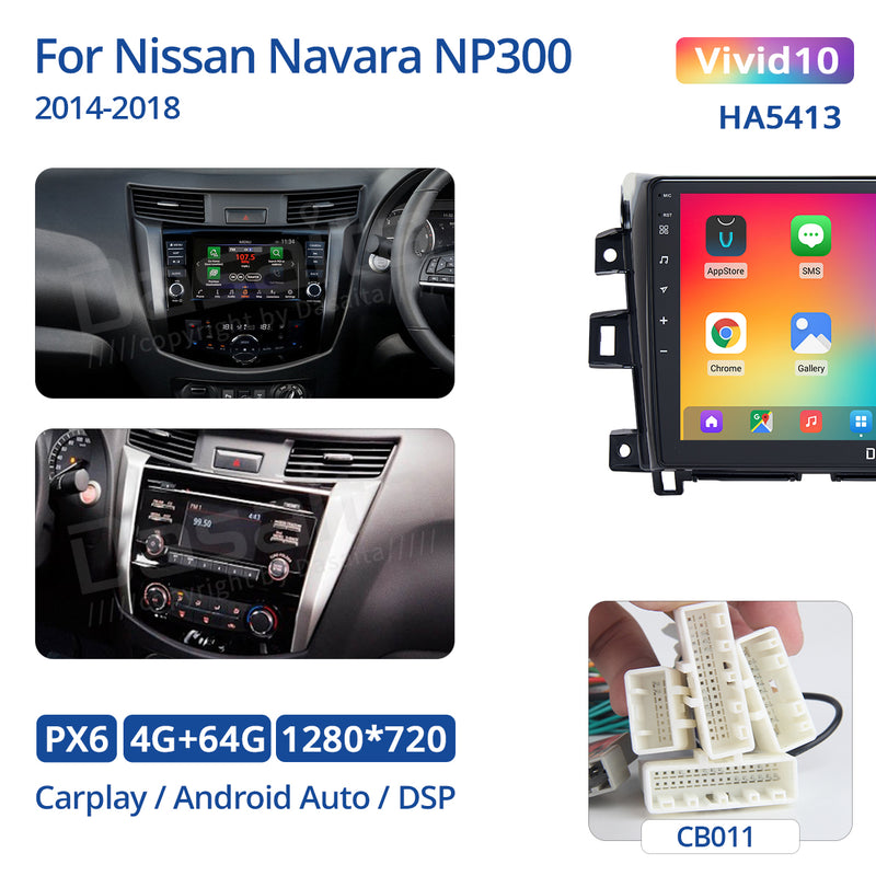 Dasaita Vivid11 Nissan Navara NP300 2014 2015 2016 2017 2018 Car Stereo 10.2 Inch Carplay Android Auto PX6 4G+64G Android11 1280*720 DSP AHD Radio