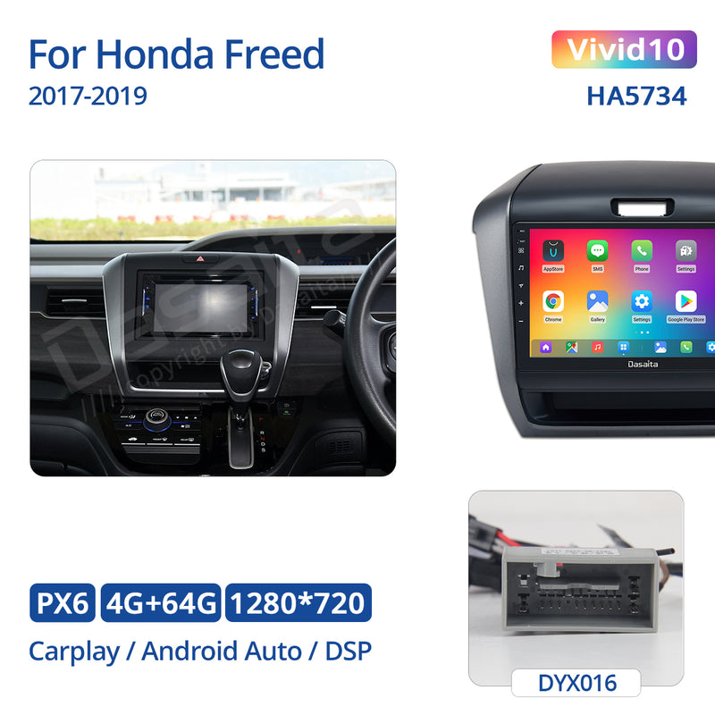 Dasaita Vivid11 Honda Freed 2017 2018 2019 RHD Car Stereo 9 Inch Carplay Android Auto PX6 4G+64G Android11 1280*720 DSP AHD Radio