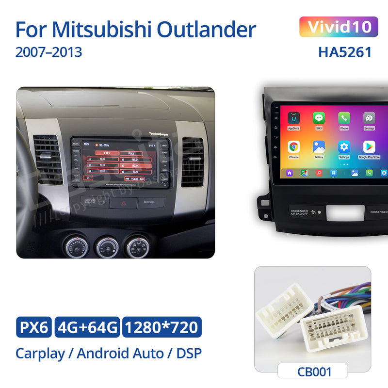 Dasaita Vivid11 For Mitsubishi outlander 2007 2008 2009 2010 2011 2012 2013 Car Video Player Android11 Carplay 4G/64G  IPS Screen 1280*720 DSP Radio