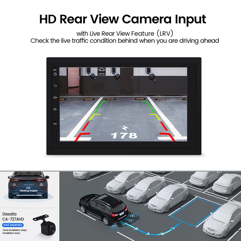 Dasaita Linux Universal 2 Din Car Stereo 7 Inch Wireless Wired Carplay Android Auto Head Unit 1024*600 AHD Mirror Link Car Radio