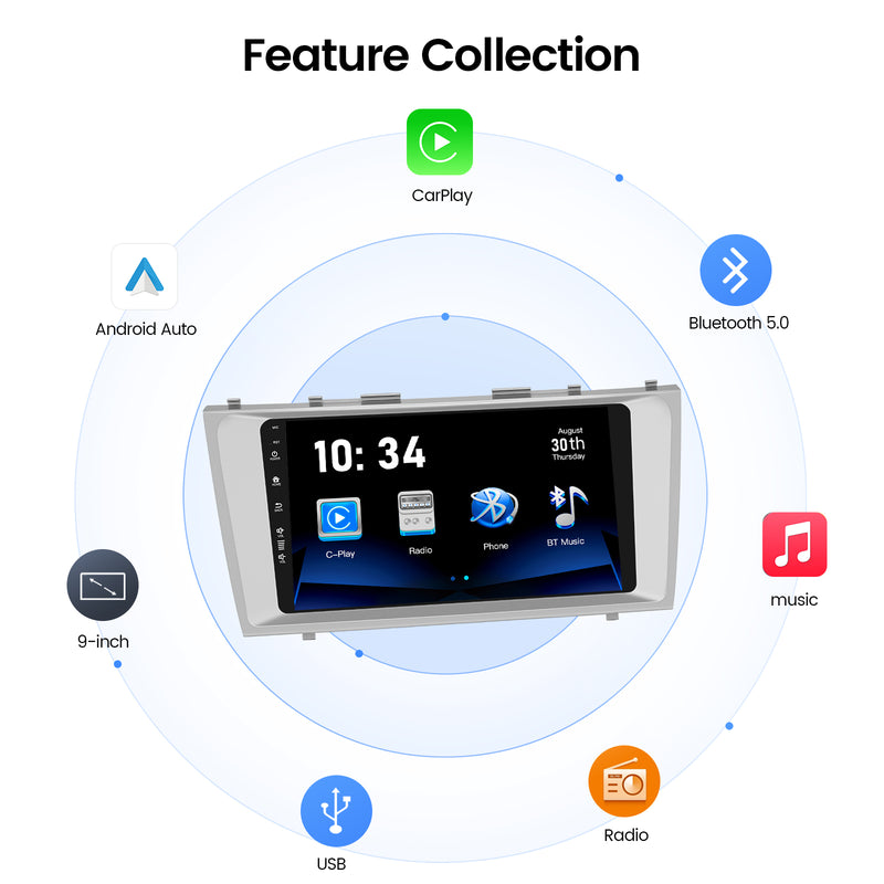 Dasaita Linux Toyota Camry 2007 2008 2009 2010 2011 Car Stereo 9 Inch Wireless Wired Carplay Android Auto Head Unit 1280*720 AHD Mirror Link Car Radio