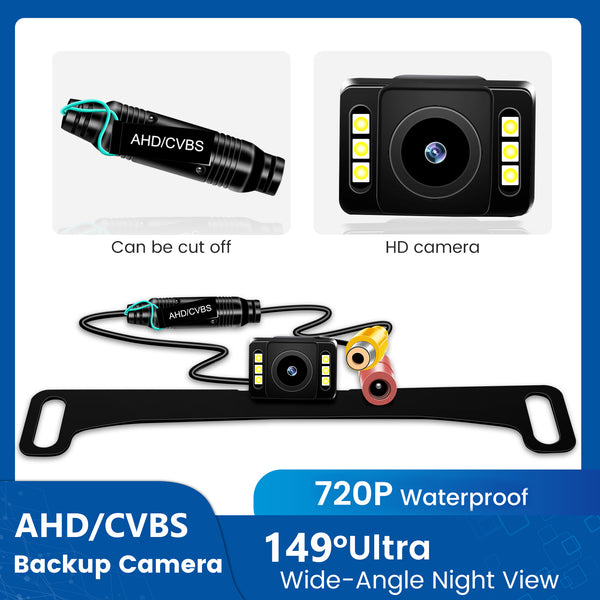 Dasaita AHD/CVBS HD Camera For US License Plate Frame 6 Lights LED Light Board Waterproof