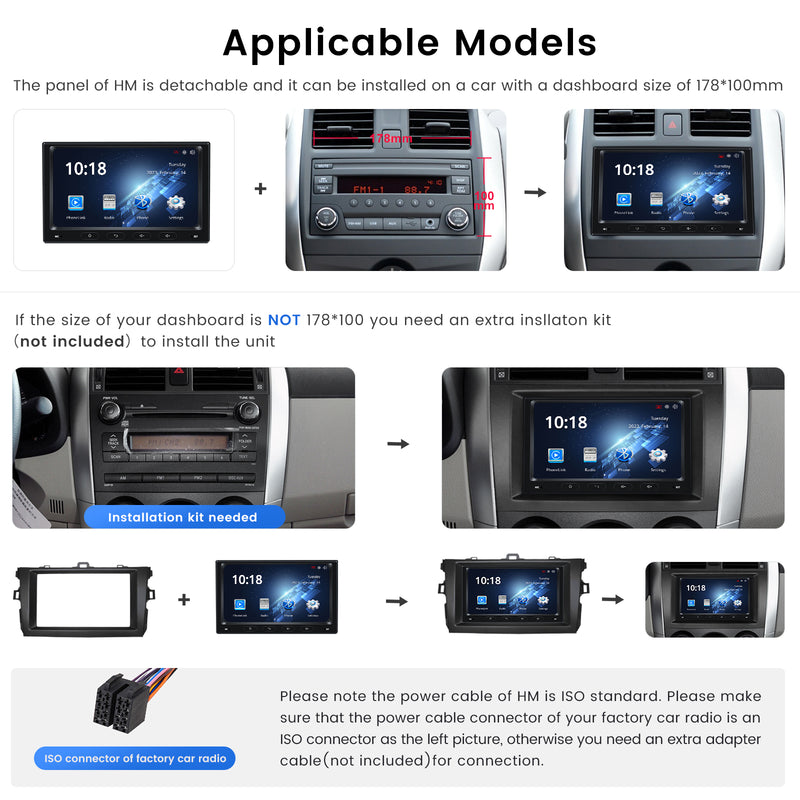 Dasaita Linux Universal 2 Din Car Stereo 6.98 Inch Wireless Wired Carplay Android Auto Head Unit 1280*720 AHD Mirror Link Car Radio