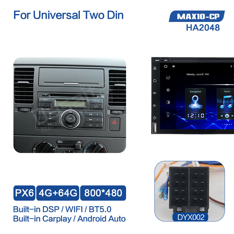 Dasaita MAX11 Universal Double Din Car Stereo 6.95 Inch Carplay Android Auto PX6 4G+64G Android11 800*480 DSP AHD Radio