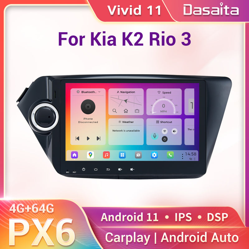 Dasaita Vivid11 For Kia K2 Rio 3 2011 2012 2013 2014 2015 Car Stereo Apple Carplay Android Auto Touch Screen 4G 64G DSP Radio