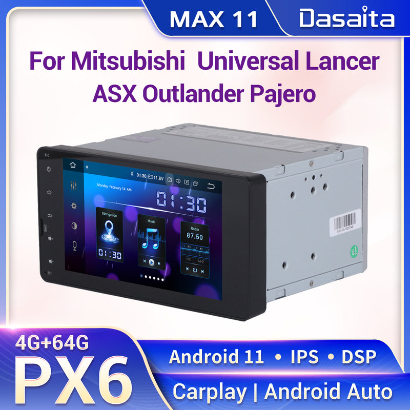 Dasaita MAX11 Mitsubishi Universal Lancer ASX Outlander Pajero Car Stereo 7 Inch Carplay Android Auto PX6 4G+64G Android11 1024*600 DSP AHD Radio