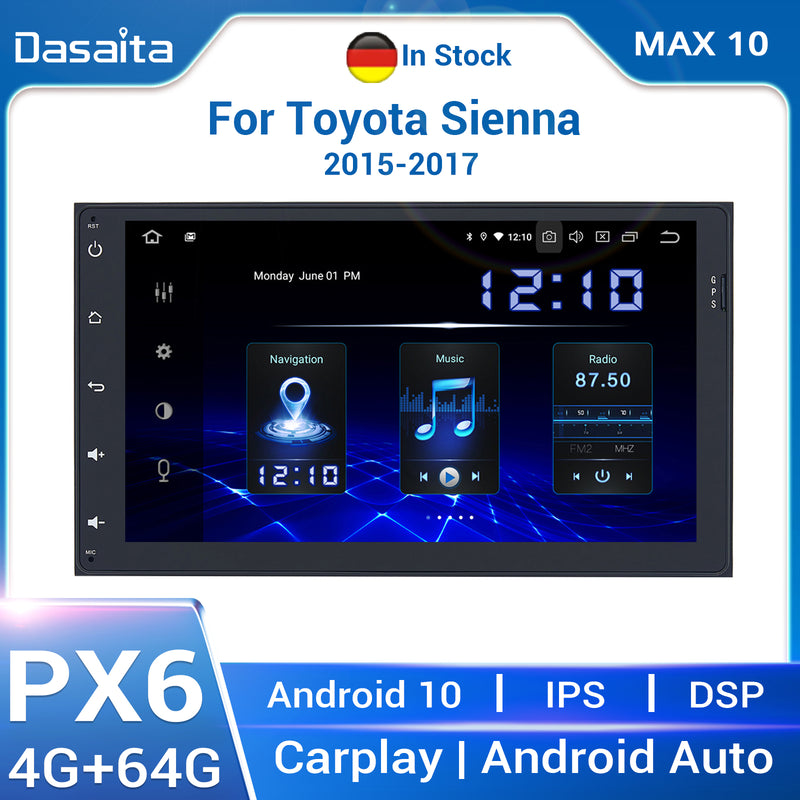 Dasaita MAX Toyota Corolla Sienna Tacoma Prius 2014-2022 Car Stereo 9 Inch Carplay Android Auto PX6 4G+64G Android10/Android11 1280*720 DSP AHD Radio