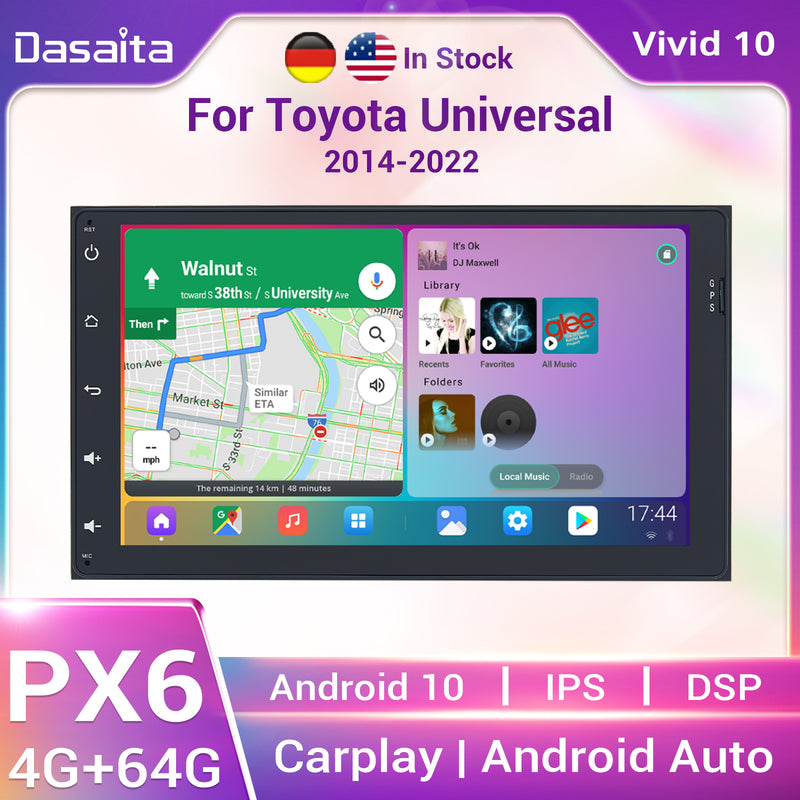 Dasaita Vivid Toyota Corolla Sienna Prius Tacoma Car Stereo 9 Inch Carplay Android Auto PX6 4G+64G Android10 1280*720 DSP AHD Radio