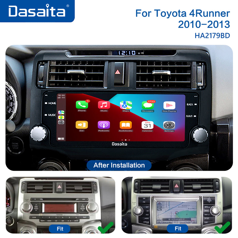 Dasaita Vivid11 Toyota 4Runner 2010 2011 2012 2013 2014 2015 2016 2017 2018 2019 Car Stereo 10.25 Inch Wireless Carplay Android Auto PX6 4G+64G Android11 Black 1280*480 DSP AHD Radio