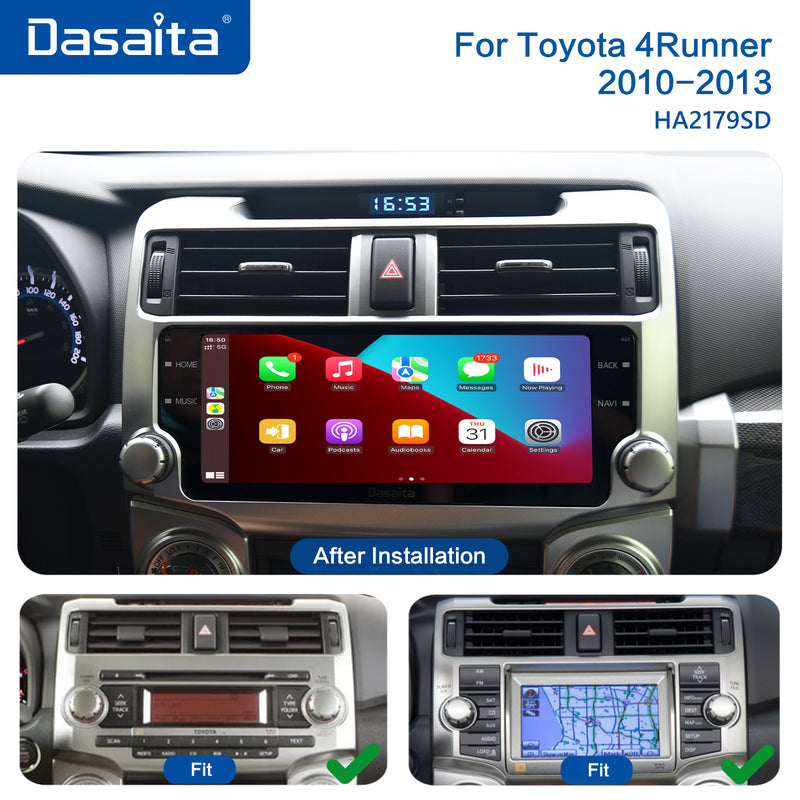 Dasaita Vivid11 Toyota 4Runner 2010 2011 2012 2013 2014 2015 2016 2017 2018 2019 Car Stereo 10.25 Inch Wireless Carplay Android Auto PX6 4G+64G Android11 Silver 1280*480 DSP AHD Radio