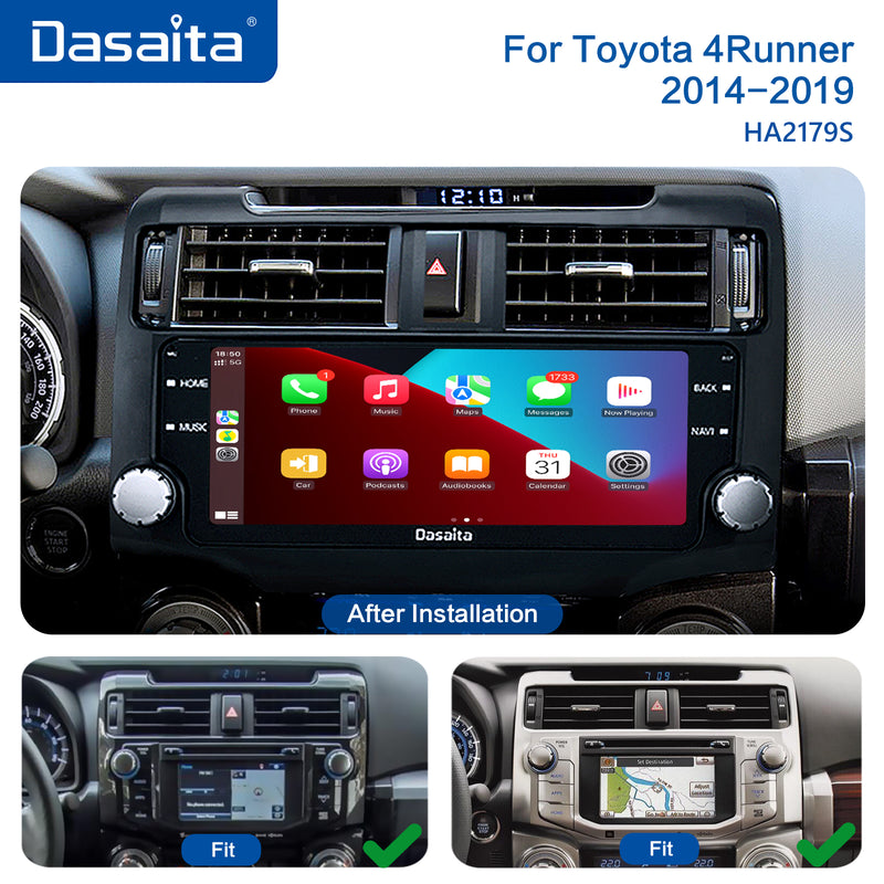 Dasaita Vivid11 Toyota 4Runner 2010 2011 2012 2013 2014 2015 2016 2017 2018 2019 Car Stereo 10.25 Inch Wireless Carplay Android Auto PX6 4G+64G Android11 Silver 1280*480 DSP AHD Radio