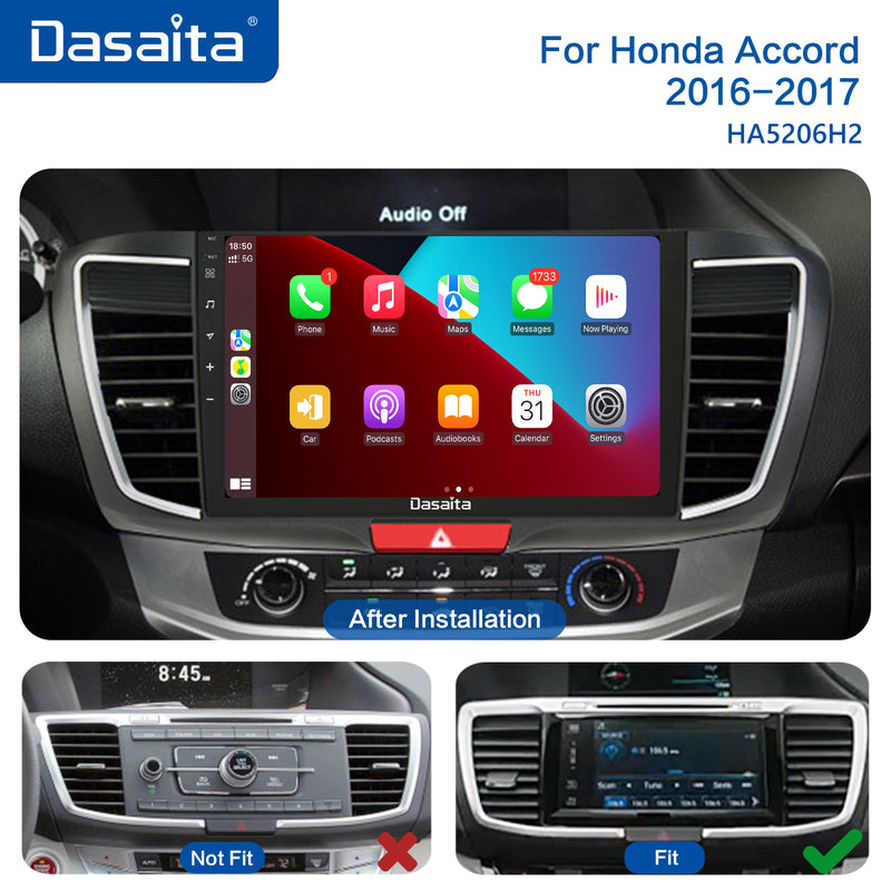 Dasaita Vivid11 Honda Accord 2013 2014 2015 2016 2017 LHD Car Stereo 10.2" Carplay Android Auto 4G+64G Android11 PX6 1280*720 DSP AHD Radio