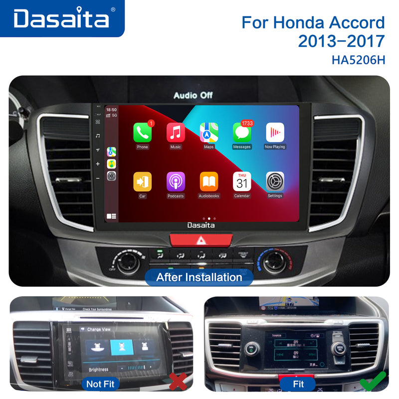 Dasaita Vivid11 Honda Accord 2013 2014 2015 2016 2017 LHD Car Stereo 10.2" Carplay Android Auto 4G+64G Android11 PX6 1280*720 DSP AHD Radio