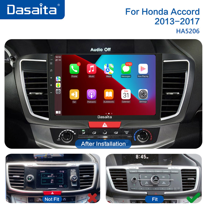 Dasaita Vivid11 Honda Accord 2013 2014 2015 2016 2017 LHD Car Stereo 10.2" Carplay Android Auto 4G+64G Android11 PX6 1280*720 DSP AHD Radio
