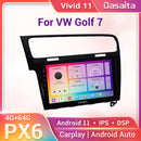 Dasaita Vivid11 VW Golf 7 2012 2013 2014 2015 2016 2017 2018 2019 LHD Car Stereo 10.2" Carplay Android Auto PX6 4G+64G Android11 1280*720 DSP Radio