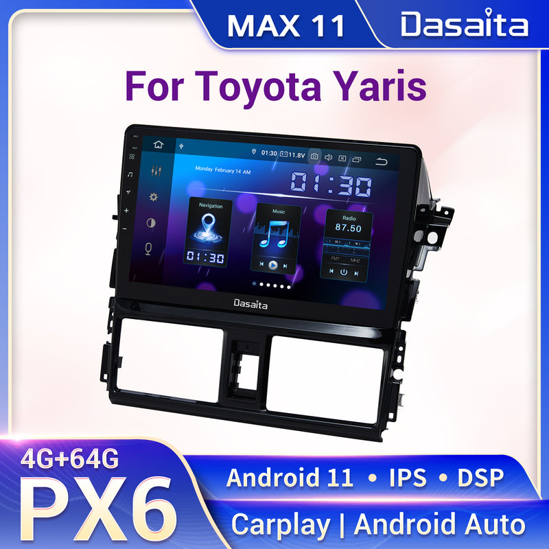 Dasaita 10.2" Car 1 din GPS Stereo Radio Android 11.0 for Toyota Yaris 2012 2013 2014 2015 2016 IPS Touch Screen